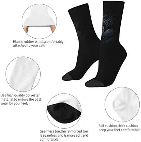 Viking Fenrir Kurt Orta Atletik Çorap Koşu Ekip Çorap Nem Esneklik Çorap için 9-12 Siyah Spor Eğitim Çorap (Renk:
