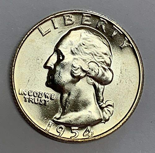 1954 D Gümüş Washington Çeyrek Nane Devlet Kalite 1/4 Gem Parlak Dolaşımsız ABD Nane