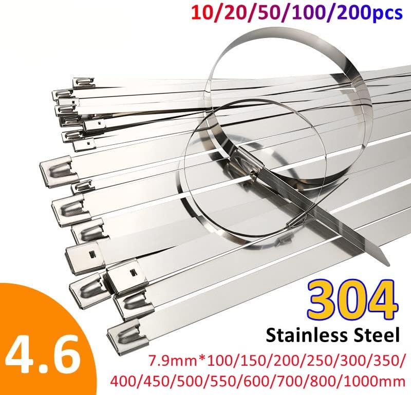 10 20 100 Adet Paslanmaz Çelik Metal Kablo Bağları Egzoz Wrap Kaplı Kilitleme Metal Zip Egzoz Çok Fonksiyonlu Kilitleme