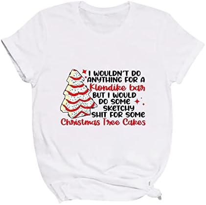 Kadınlar için Kısa Kollu Tişörtleri, Noel Ağacı Kek Mektup Desen Bluzlar, kadın Noel Kırpma Üstleri Kazak