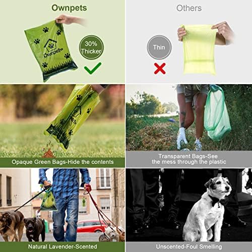 Ownpets Köpek kaka poşetleri, Ultra Kalın Lavanta Kokulu Köpek atık torbaları, sızdırmaz ve Parçalanabilir Pet kaka
