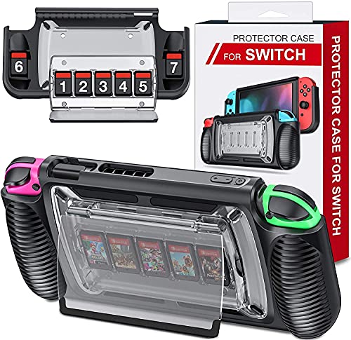 WU-MİNGLU Switch Case, 7 Oyun Kartı Yuvalı Nintendo Switch için Koruyucu Kılıf, Ergonomik Tasarıma Sahip Yuvalanabilir