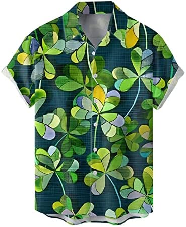 Aziz Patrick Günü Erkek Düğme Aşağı Gömlek Kısa Kollu Casual Gömlek Yeşil Komik Grafik Artı Boyutu Bowling Gömlek