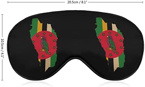 Dominika Haritası Bayrağı Uyku Maskesi Yumuşak Körü Körüne Taşınabilir Göz Maskesi Erkekler Kadınlar için Ayarlanabilir