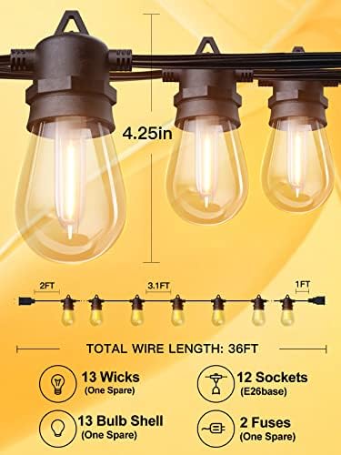 addlon 72FT (2-Pack*36FT) 24 Edison Vintage kırılmaz ampuller ile LED açık dize ışıkları, ticari sınıf veranda ışıkları,