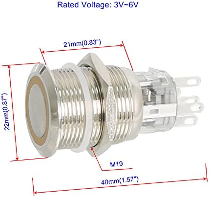 Ohamtes Anlık basmalı düğme anahtarı 12 V 24 V Su Geçirmez Paslanmaz Çelik Metal 3/4 Montaj Deliği Altın LED SPST