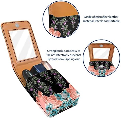 ORYUEKAN Ruj Kılıfı Ayna ile Sevimli Taşınabilir Makyaj Çantası kozmetik torbası, Patchwork Çiçek Vintage Çiçek Etnik