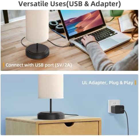 Ecoiot Başucu Lambası USB Portlu 2'li Set - Yatak Odası için Dokunmatik Kontrol Masa Lambası Oturma Odası, Yurt,