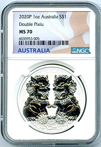 2020 AU Avustralya Avustralya ÇİFT PİXİU .9999 Gümüş Sikke $1 MS70 NGC