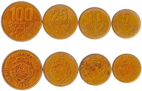 Kosta Rika'dan 8 Jeton / Kosta Rika Tico Jeton Seti Koleksiyonu 10 25 50 Centimos 1 2 5 10 20 Kolon / Sirküle 1982-1994
