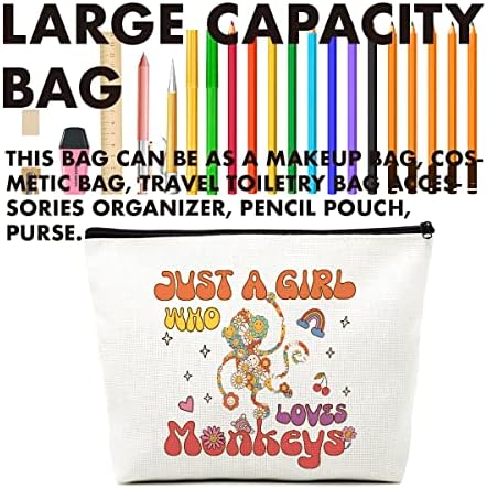 JRHung Komik Maymun Hediyeler Maymun Severler Makyaj Çantası Hippi Hediyeler Seyahat makyaj çantası Retro Çiçek Boho