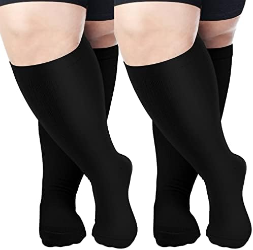 Aolıks Artı Boyutu varis çorabı Geniş Buzağı, Ekstra Büyük Diz Yüksek Destek Çorap Kadınlar ve Erkekler için 20-30