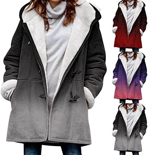 ASCOBO Trençkot Kadınlar için Kışlık Mont Kadınlar için Sıcak Kapşonlu Kabanlar Kravat boya Baskı Ceket Gevşek Faux