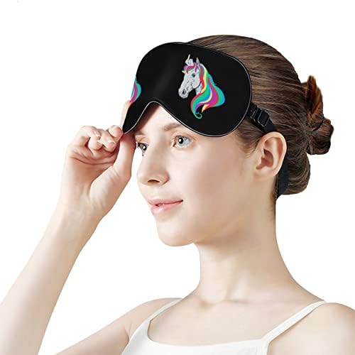 Orta Parmak Unicorn Baskılı Uyku Göz Maskesi Yumuşak Körü Körüne Göz Kapağı Ayarlanabilir Kayış ile Gece Siperliği