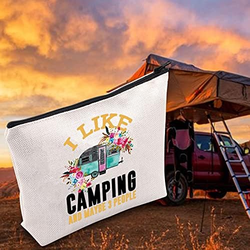 LEVLO Seyahat Camper Kozmetik Makyaj Çantası kamp römorku Hediye Kampı Severim Ve Belki 3 Kişi Camper Makyaj Fermuarlı