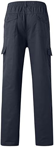 Erkek Gevşek Pamuk Artı Boyutu Cep Katı Elastik Bel Pantolon Genel Pantolon Kargo Sweatpants Erkekler için