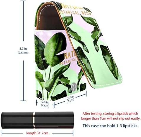ORYUEKAN Mini Makyaj aynalı çanta, Debriyaj Çanta Deri Ruj Kılıfı, Modern Tropikal Bitkiler Doğa Yeşil Yapraklar
