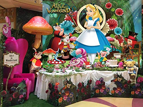 Alice in Wonderland Zemin / Çay Partisi Arka Plan / Prenses Kız / 1st Doğum Günü / Fotoğraf / Afiş