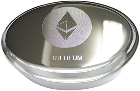 Gümüş Tonlu Kazınmış Şık Ethereum Sikke Cryptocurrency Blockchain Oval Biblo Mücevher Kutusu