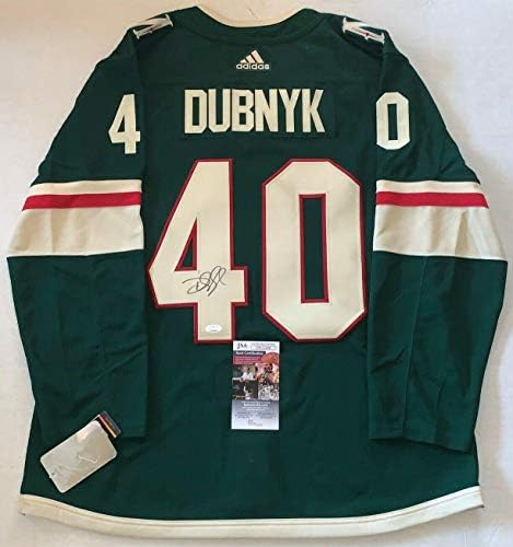 Devan Dubnyk imzalı Minnesota Vahşi Adidas Otantik Adizero forması JSA İmzalı NHL Formaları