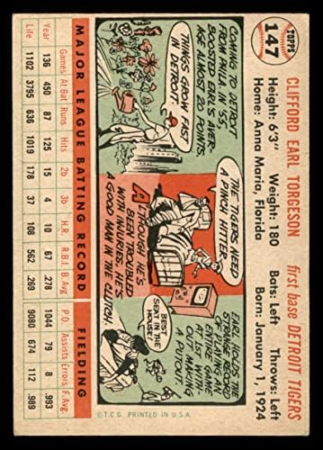 1956 Topps 147 WHT Earl Torgeson Detroit Kaplanları (Beyzbol Kartı) (Beyaz Arka) VG Kaplanları