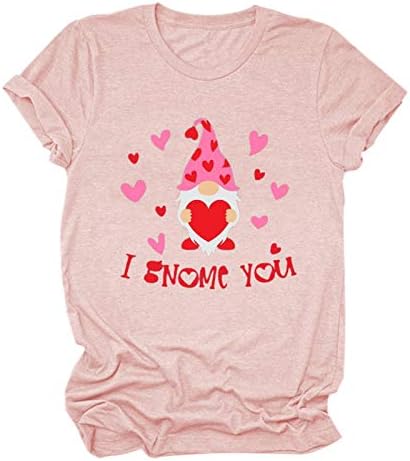 Sevgililer Günü Gömlek Kadınlar için Aşk Kalp Baskı Kısa Kollu Üstleri Gevşek Crewneck Tee sevgililer Günü Hediyesi