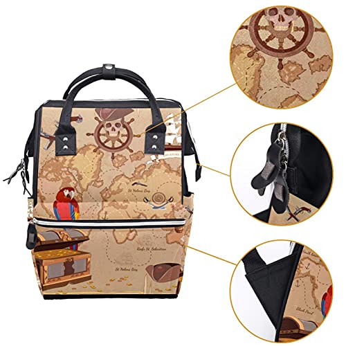 Büyük Bebek Bezi çantası Sırt Çantası, Eski Hazine Haritası Nappy Çanta Seyahat Sırt Çantası Anne ve Baba için
