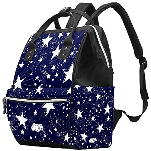 Büyük Bebek bezi çantası Sırt Çantası, Galaxy Uzay Beyaz Yıldız Bulutlar Donanma Nappy Çanta Seyahat Sırt Çantası