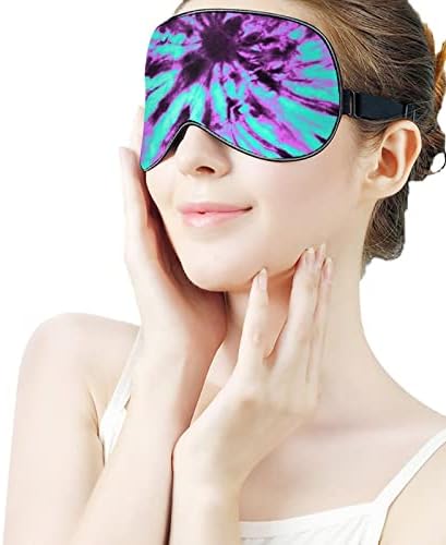 Mor ve Mavi Kravat Boya Uyku Maskesi Ayarlanabilir Kayış ile Yumuşak Göz Kapağı Karartma Körü Körüne Seyahat Relax