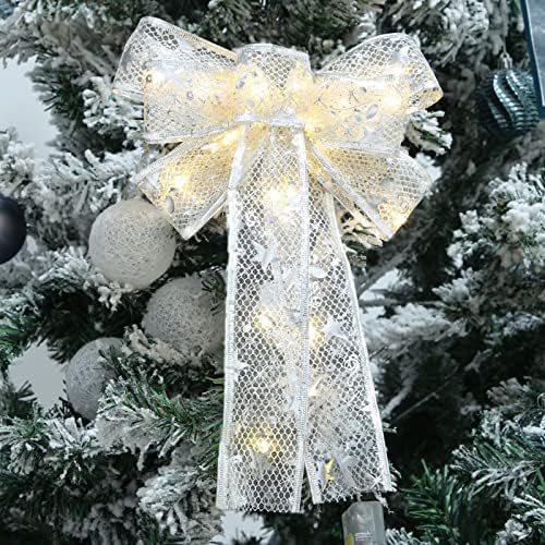 Leke Cam Pencere Zinciri LED Şerit Yaylar Noel Ağacı Süsleri Ağaç Topper Noel İlmek Dekorasyon Tatil Ağacı Süsleri